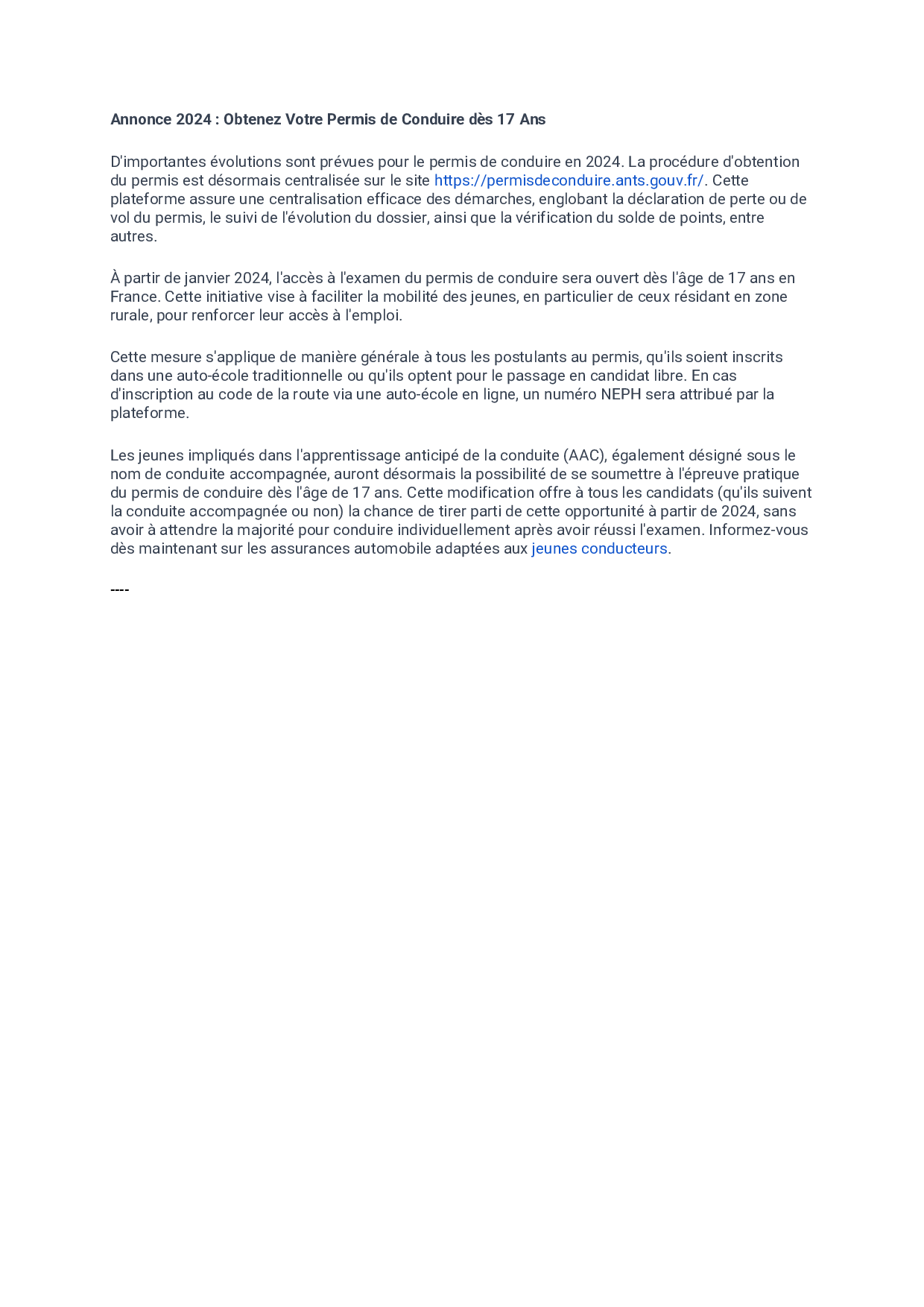 INFOS PERMIS 2024